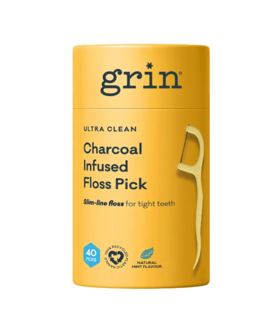 Grin - Ultra Clean Charcoal Infused Floss Picks 40 Pack