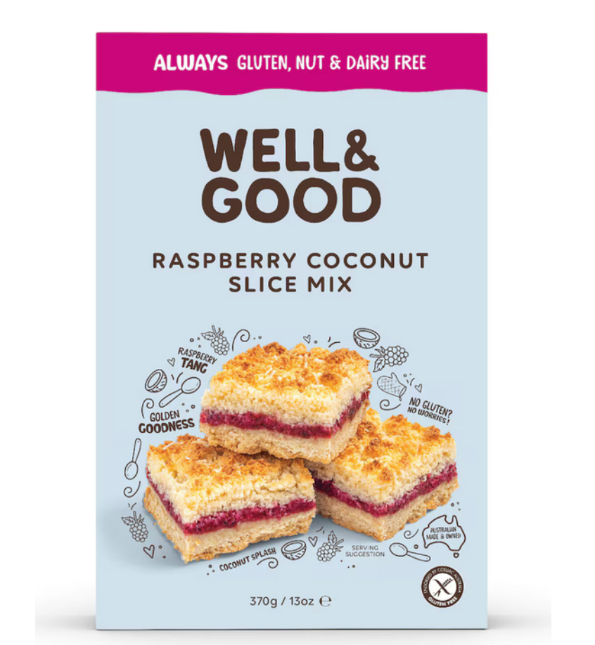 Well & Good - Raspberry Coconut Slice Gluten Free 370g