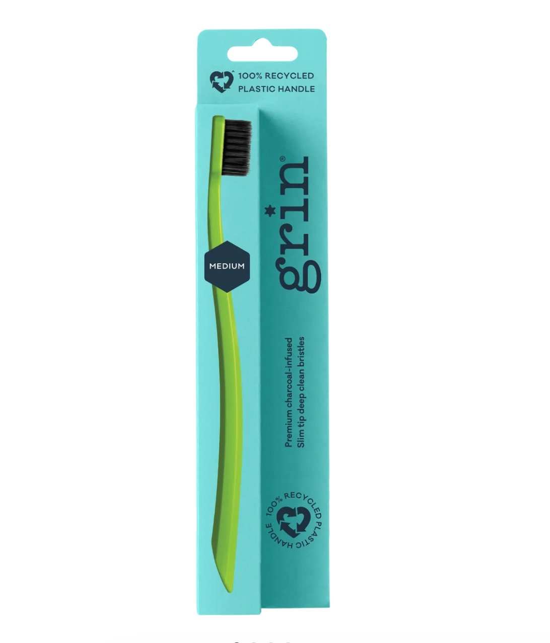 Grin -  100% Recycled Medium Toothbrush Orange & Green Assorted