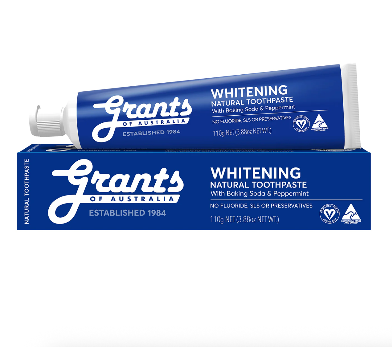 Grants - Whitening Natural Toothpaste with Peppermint Fluoride Free 110g
