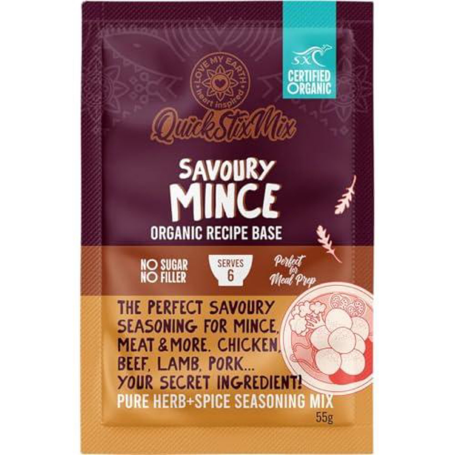 Love My Earth - Quick Stix Mix Organic Recipe Base Savoury Mince 55g
