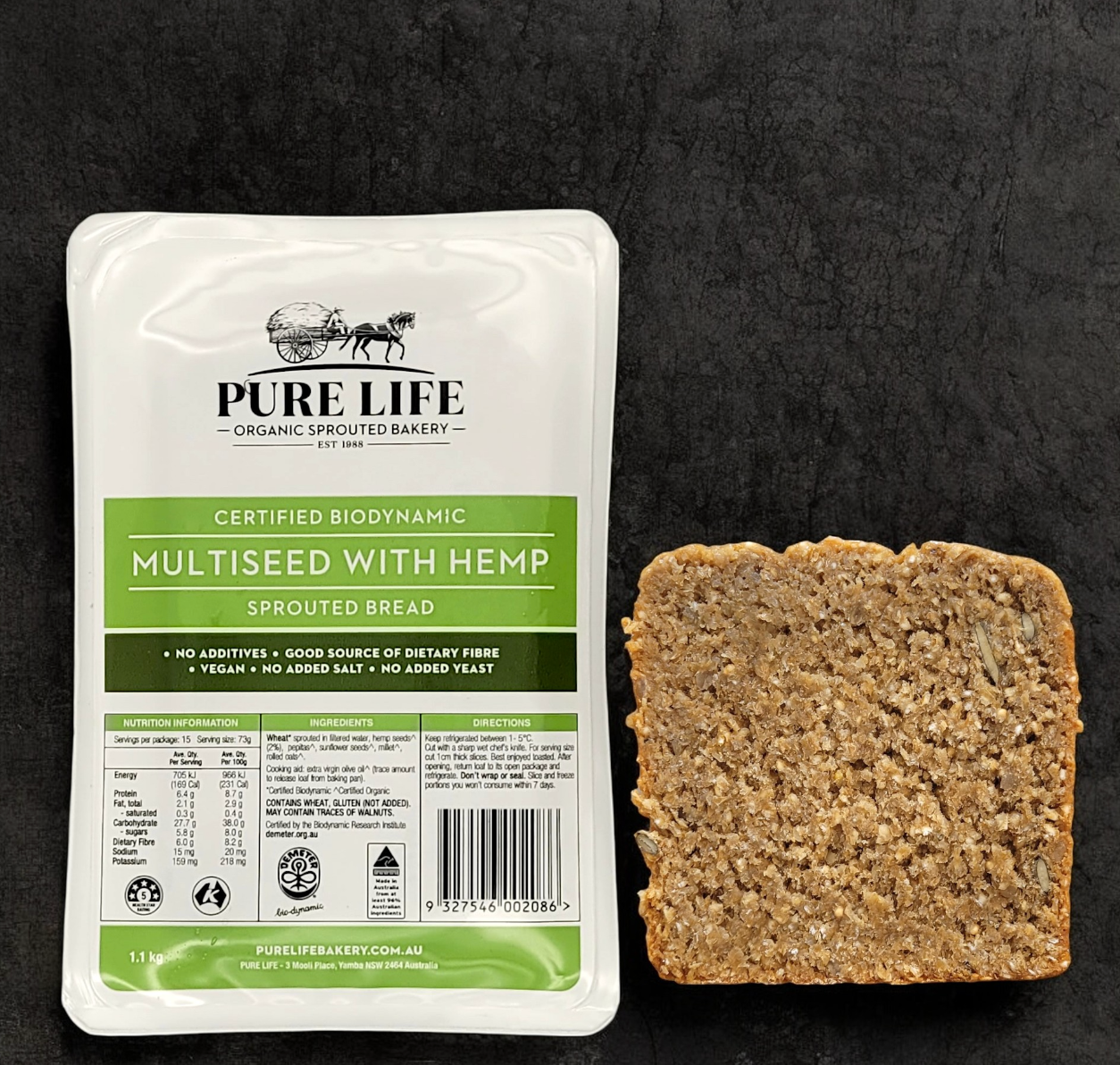 Pure Life Bakery - Multiseed Sprouted Bread with Hemp 1.1kg