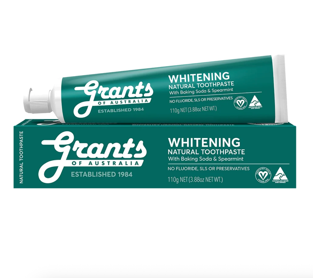 Grants - Whitening with Spearmint Natural Toothpaste Fluoride Free 110g