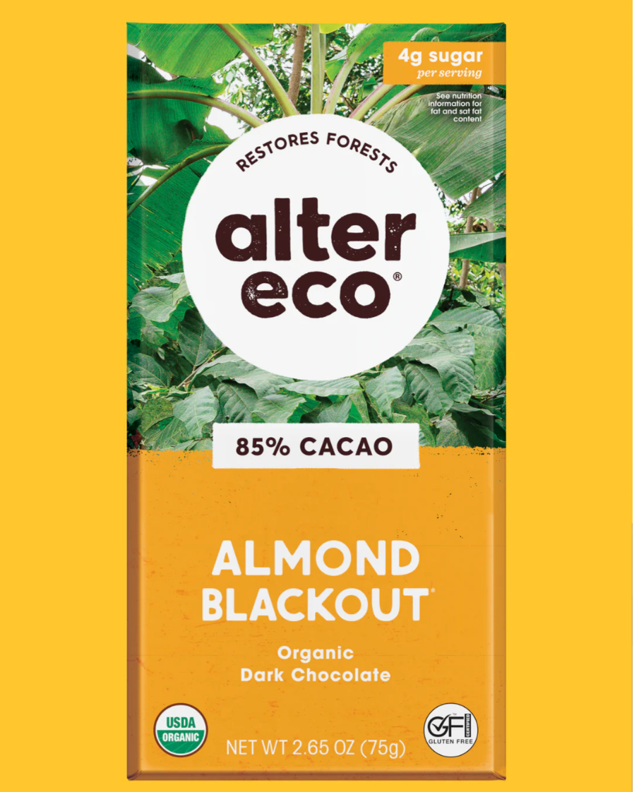 Alter Eco - Organic Almond Blackout Dark Chocolate 80g