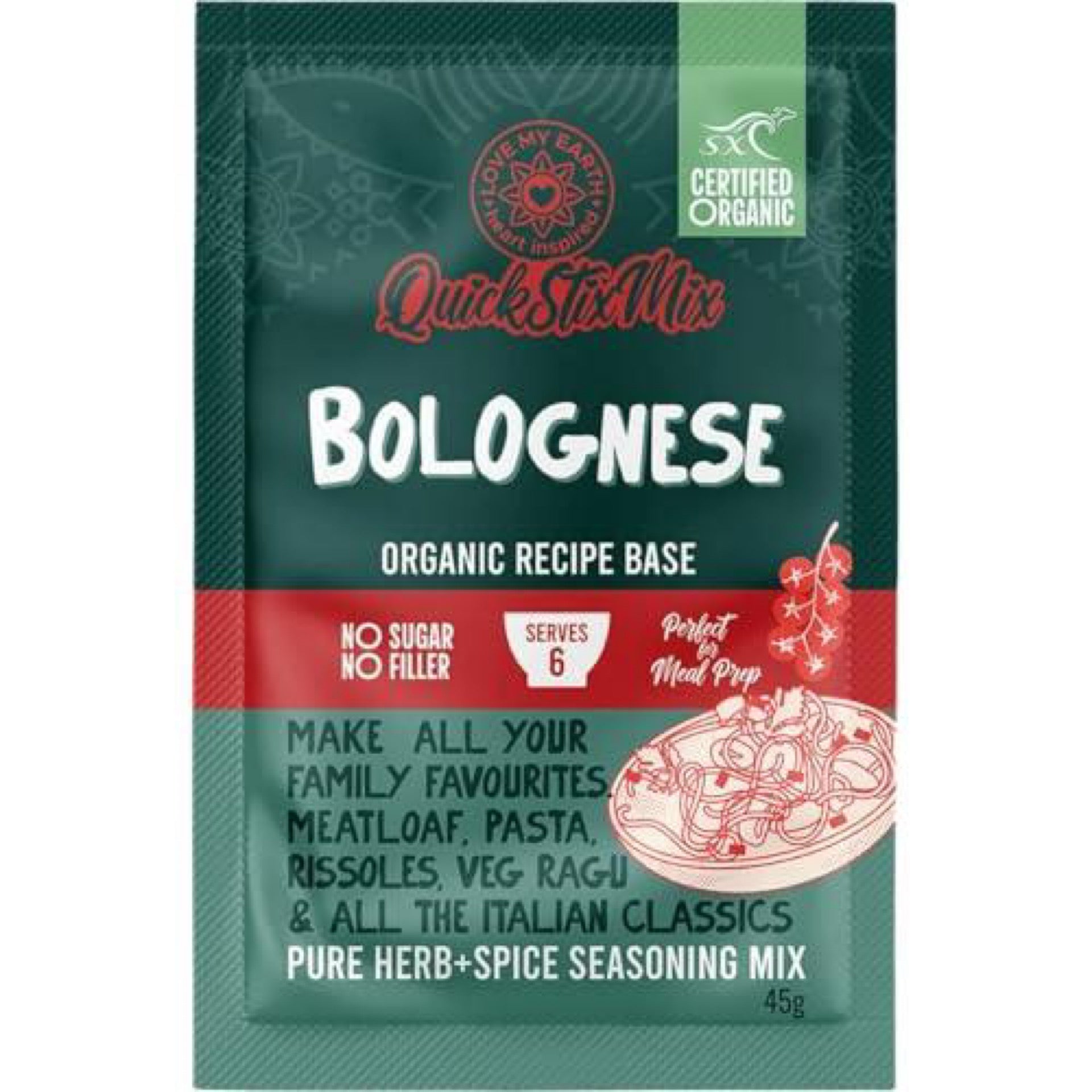 Love My Earth - Quick Stix Mix Organic Recipe Base Bolognese 45g