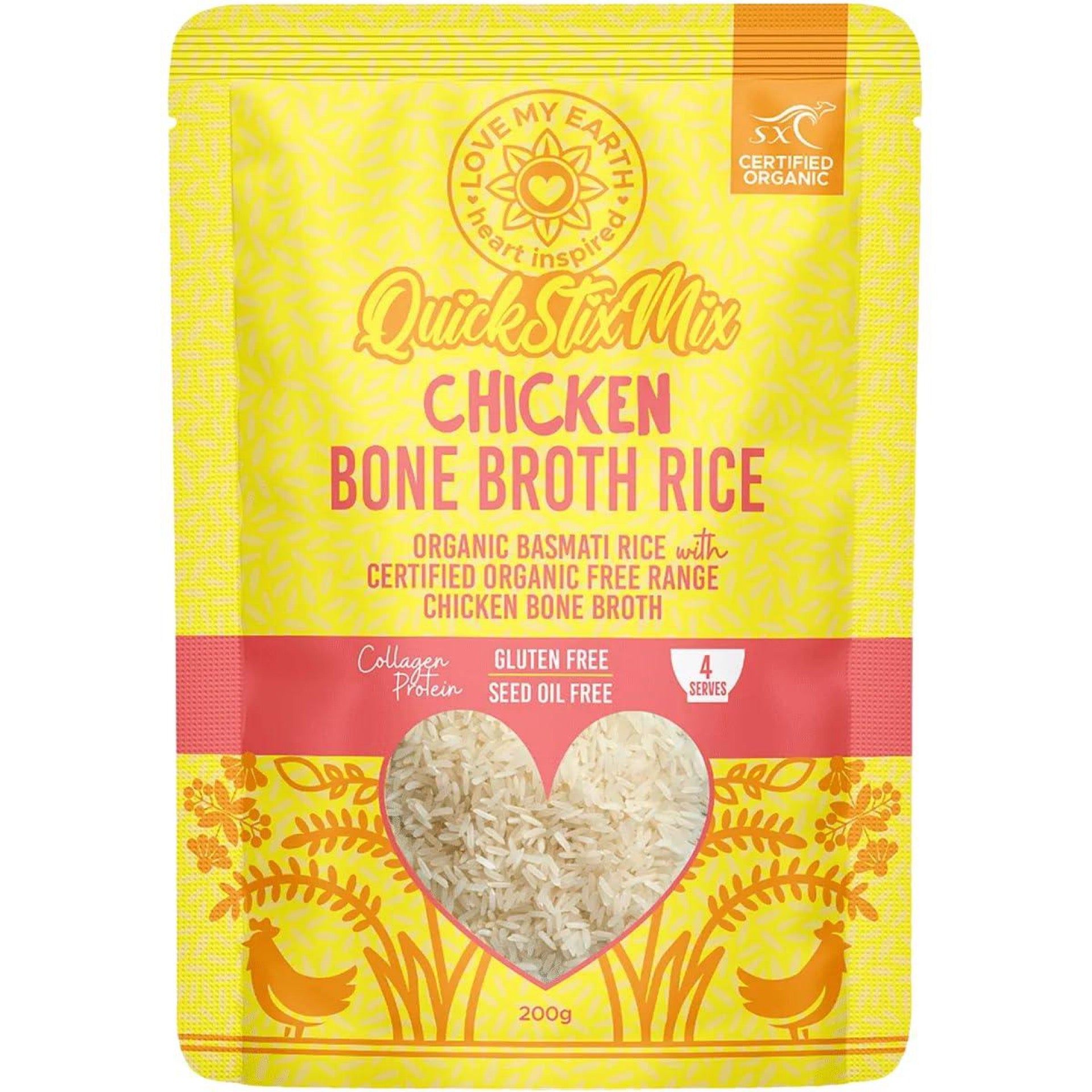 Love My Earth - Quick Stix Mix Organic Bone Broth Rice Chicken 200g