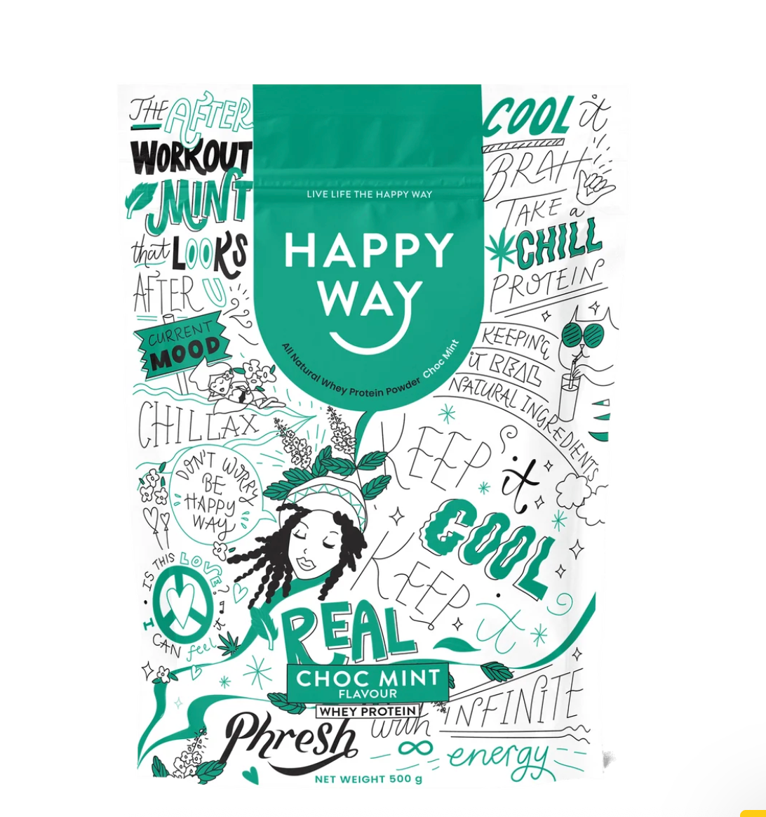 Happy Way - Choc Mint Whey Protein Powder 500g