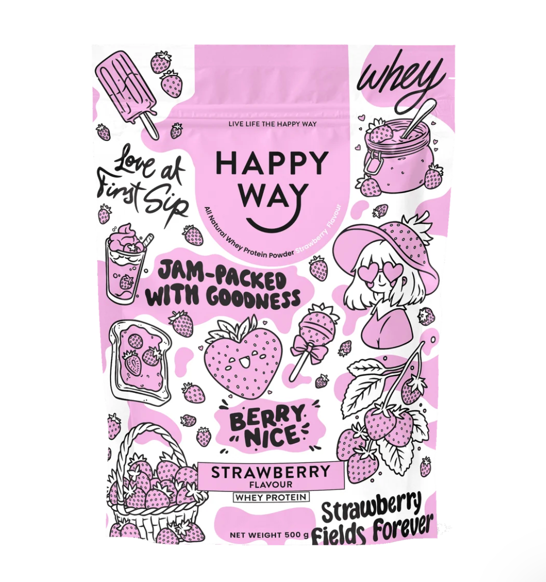 Happy Way - Strawberry Whey Protein Powder 500g