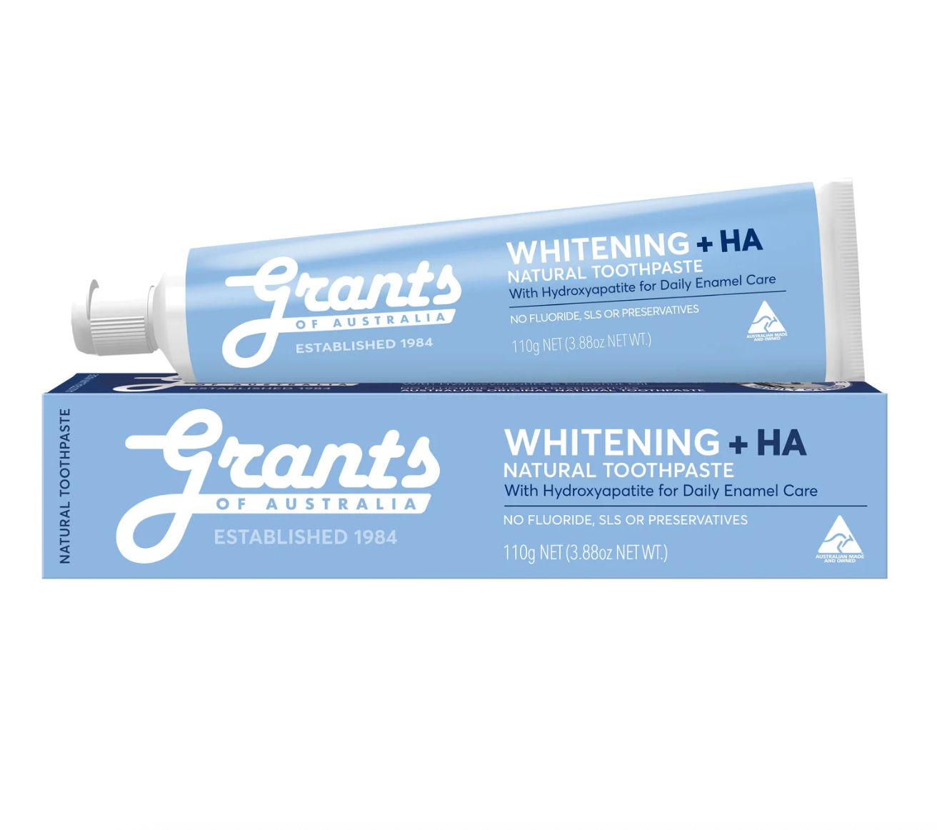 Grants - Whitening +HA Natural Toothpaste Fluoride Free 110g