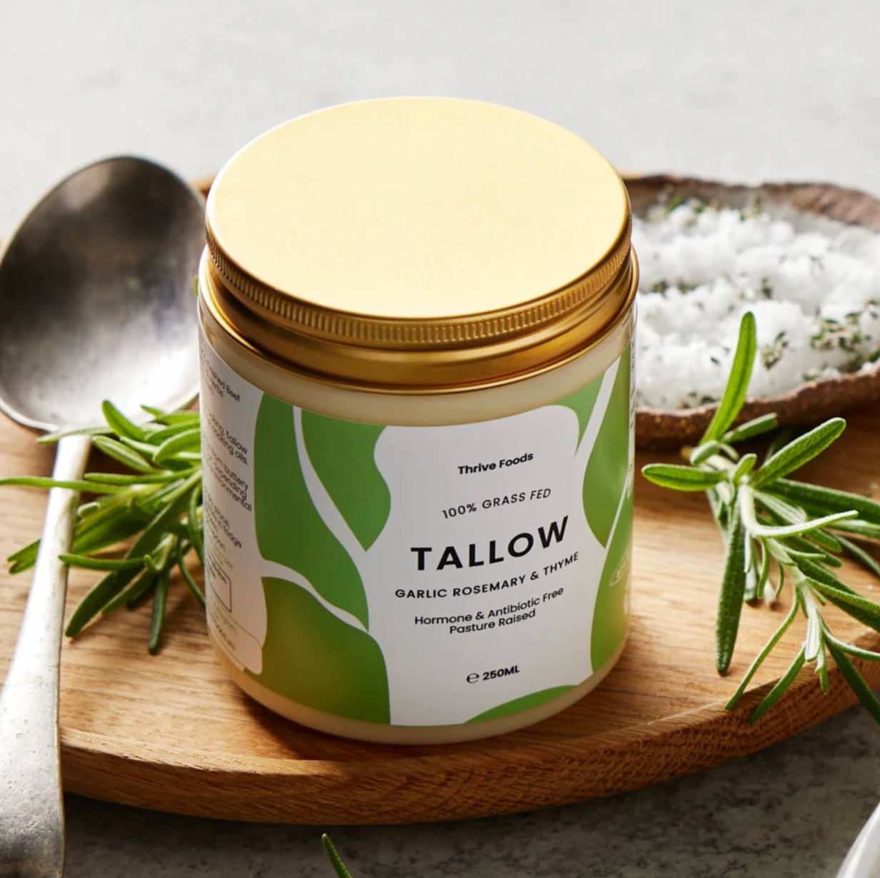 Thrive Foods - Grass Fed Garlic Rosemary & Thyme Tallow 250ml